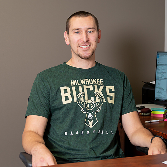 Matthew Zinnecker with Milwaukee Bucks shirt
